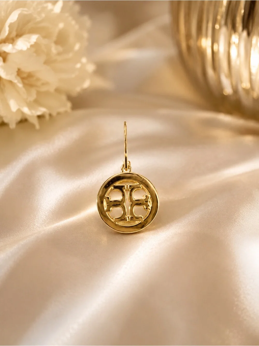Tory Burch Gold Plated Logo Earrings